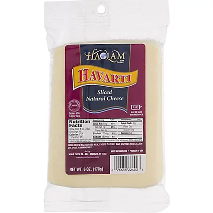 HaOlam - Havarti Sliced Cheese 6oz KFP