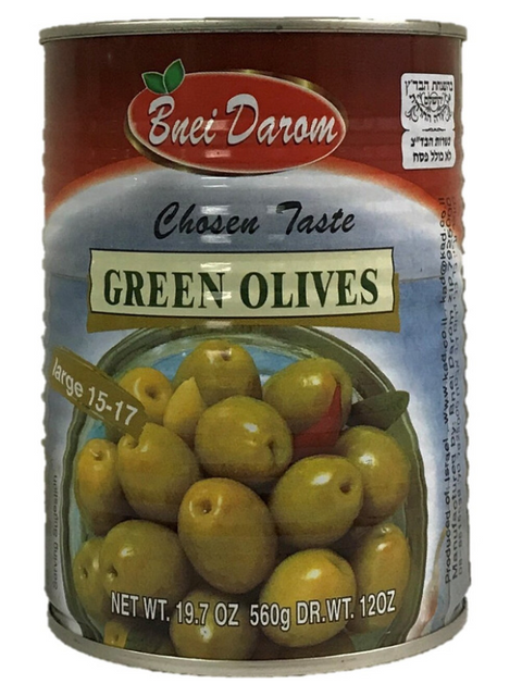 Bnei Darom - Whole Green Olives (P/D) 19 OZ