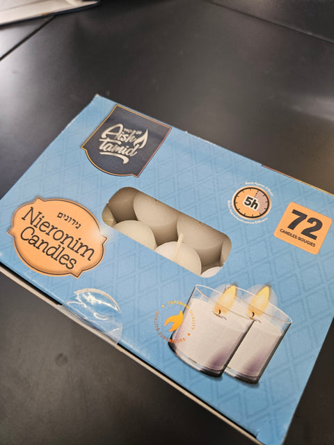 Aish Tamid - Nieronim Shabbat EU Candles (5hrs, 1.5", 72pk)