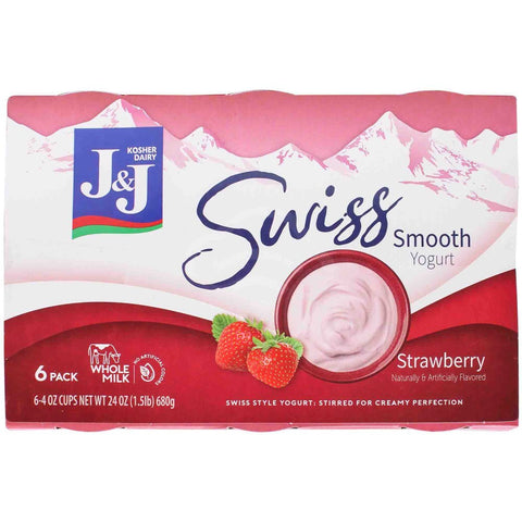 J & J - Swiss Strawberry Yogurt - 6 Pack