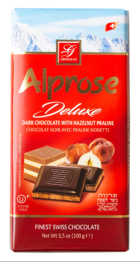 Alprose - Deluxe Dark Chocolate with Hazelnut Praline, Parve KPY