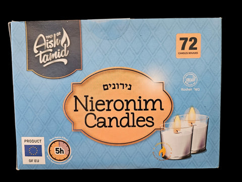 Aish Tamid - Nieronim Shabbat EU Candles (5hrs, 1.5", 72pk)